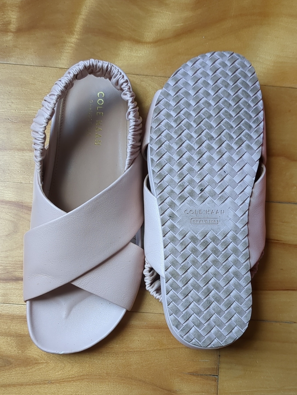 COLE HAAN | Grand 360 Blush Pink Crisscross Elastic Slingback Sandals - Picture 4 of 4